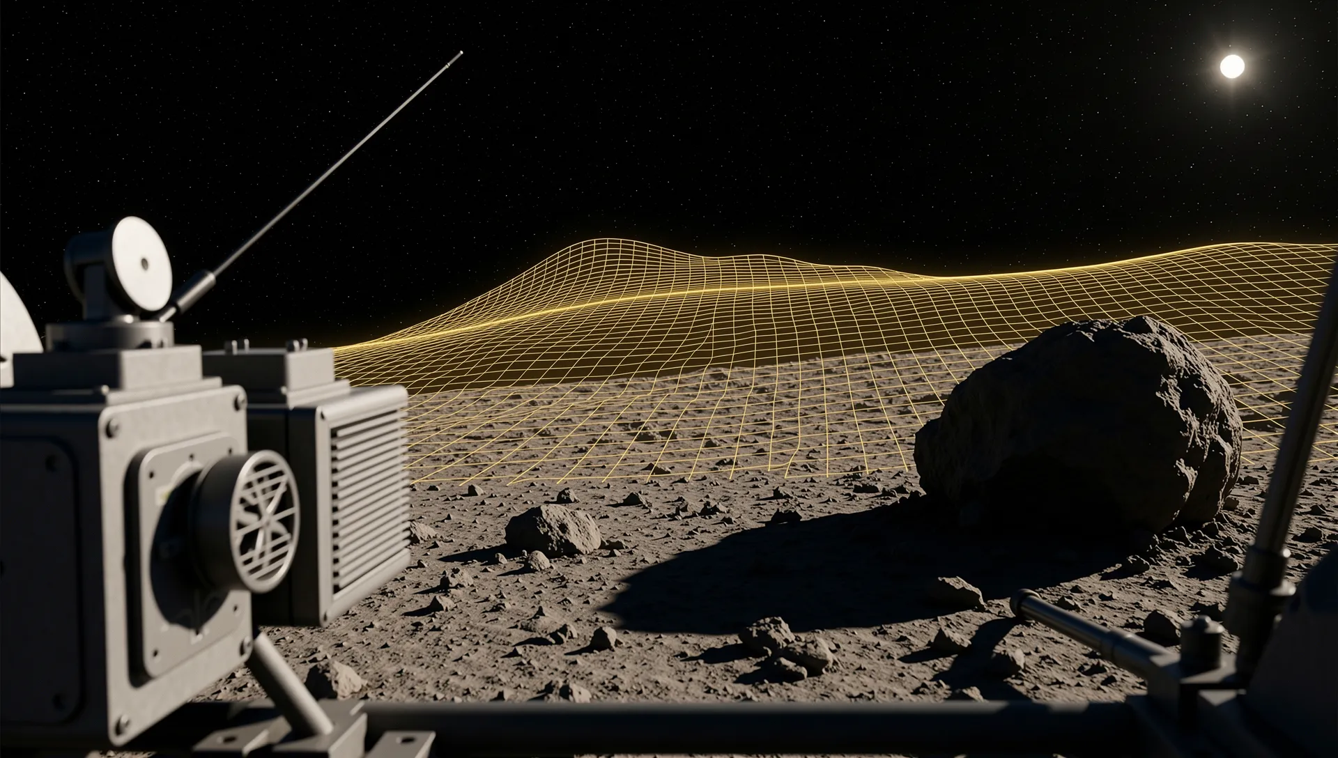 Prospecting spacecraft surveying an asteroid with multiple sensing instruments