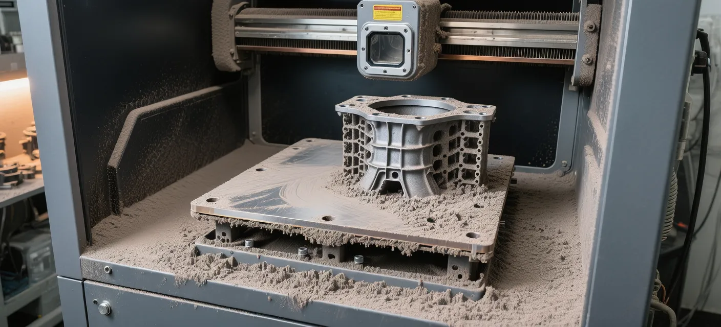 Laser powder bed fusion printing a metal part