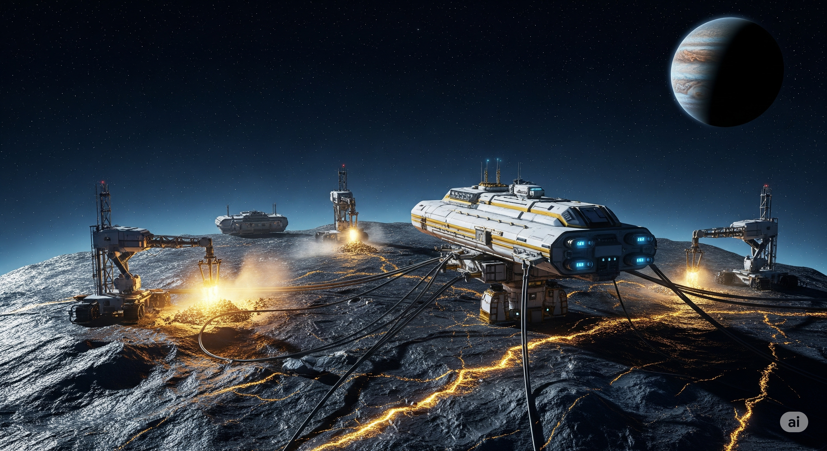 Asteroid Mining Operations in Progress